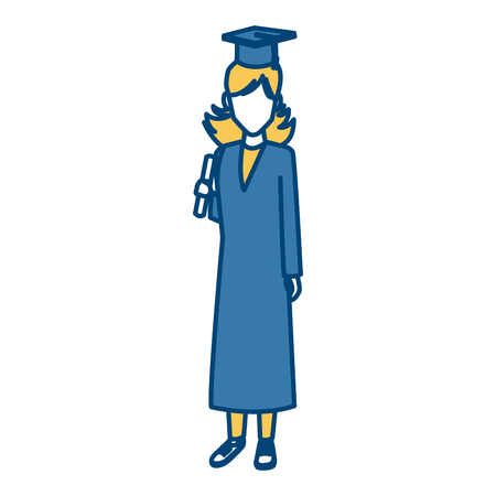 Student woman with graduation gown icon vector illustration graphic designのイラスト素材
