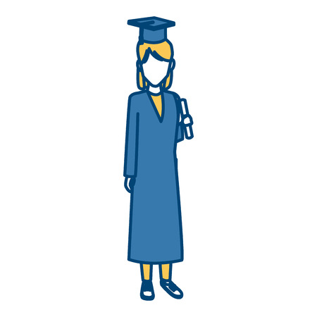 Student woman with graduation gown icon vector illustration graphic designのイラスト素材