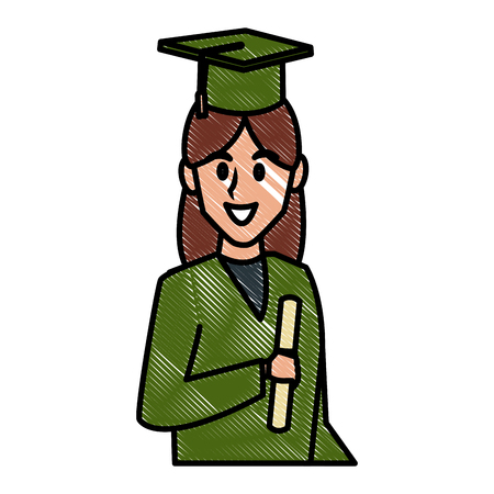Student woman with graduation gown icon vector illustration graphic designのイラスト素材