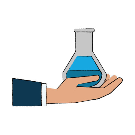 Hand with chemistry flask icon vector illustration graphic designのイラスト素材