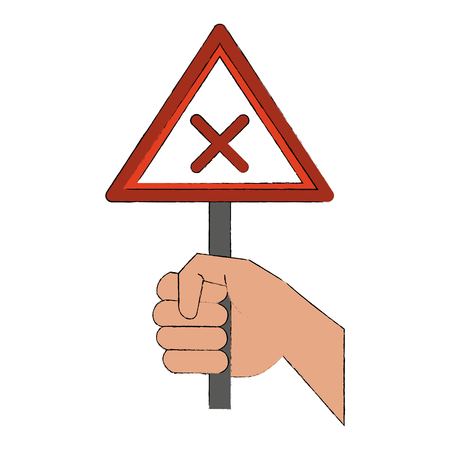Hand with road sign icon vector illustration graphic design.のイラスト素材