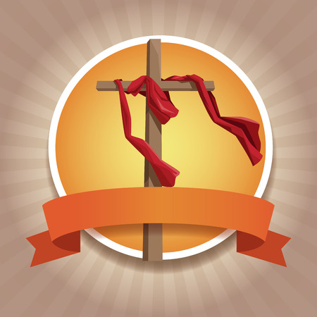 Christianity round icons with ribbon icon vector illustration graphic designのイラスト素材