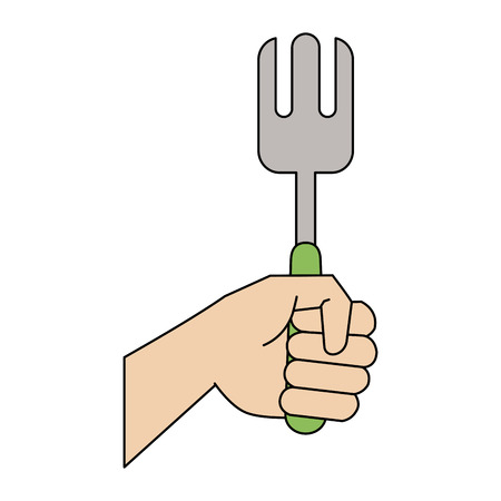 Hand with fork kitchen utensil icon vector illustration graphic designのイラスト素材