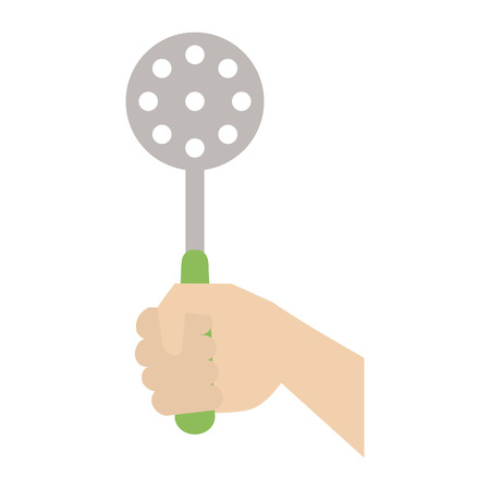 Hand with skimmer utensil icon vector illustration graphic design.のイラスト素材