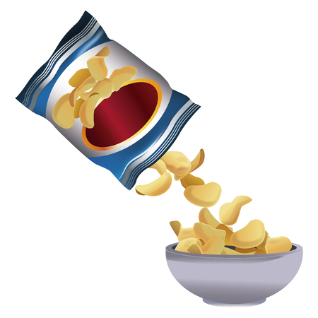 Potato chips bag and bowl icon vector illustration graphic design.のイラスト素材