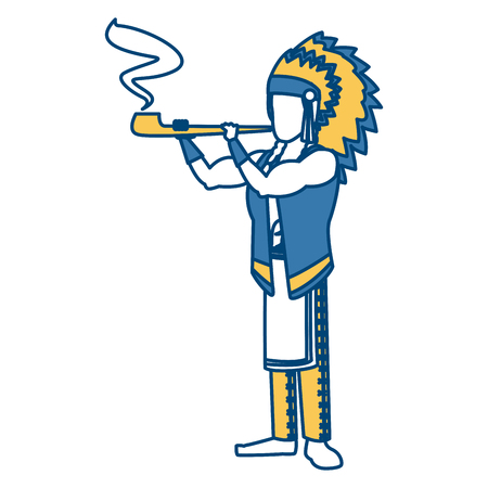 American indian smoking tobacco pipe icon vector illustration graphic designのイラスト素材