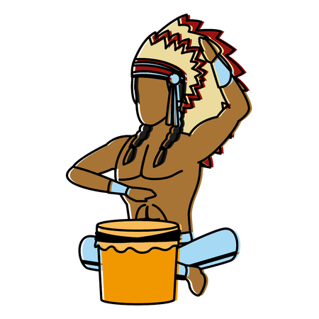 American indian seated icon vector illustration graphic designのイラスト素材