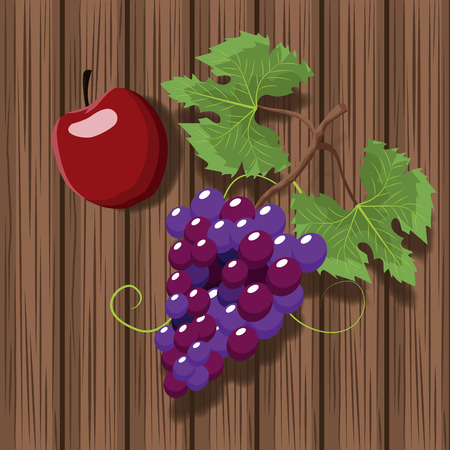 Wine grapes and apple icon vector illustration graphic design.のイラスト素材