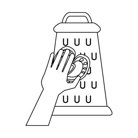 Hand on kitchen grater icon vector illustration graphic designのイラスト素材
