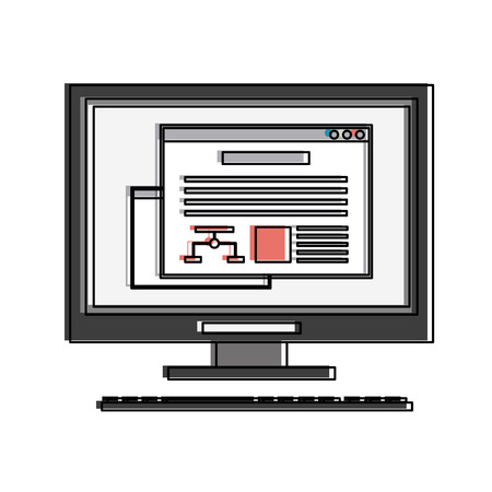 Computer screen on icon vector illustration graphic design.のイラスト素材