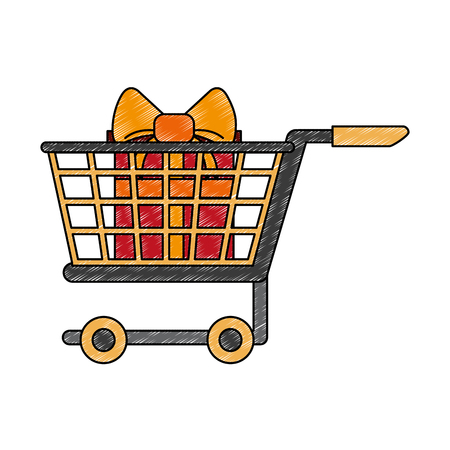 Shopping cart with giftbox icon vector illustration graphic designのイラスト素材