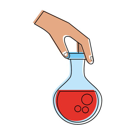 Hand holding lab flask icon vector illustration graphic designのイラスト素材