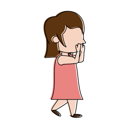 Cute girl faceless cartoon icon vector illustration graphic designのイラスト素材