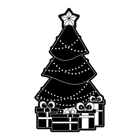 Christmas tree with gifts icon vector illustration graphic designのイラスト素材