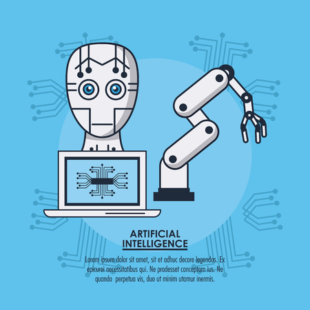 Artificial intelligence technology, hand and head icon vector illustration graphic .のイラスト素材