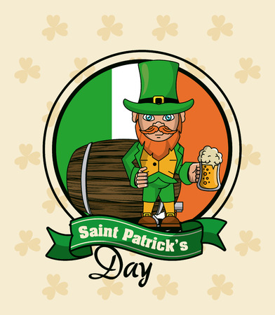 Saint patricks elf cartoon card icon vector illustration graphic designのイラスト素材
