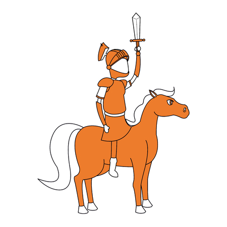 Medieval warrior on horse cartoon icon vector illustration graphic designのイラスト素材