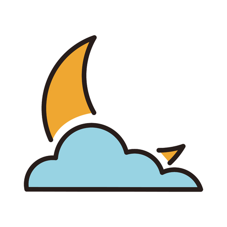 Moon with cloud line icon vector illustration graphicのイラスト素材