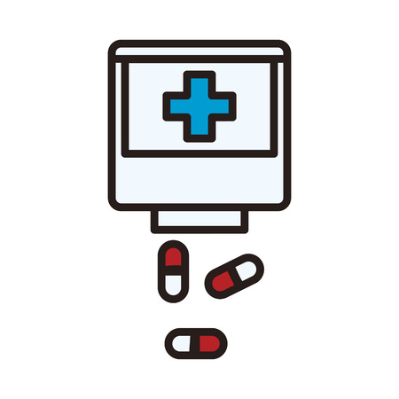 Medicine bottle symbol line icon vector illustration graphicのイラスト素材