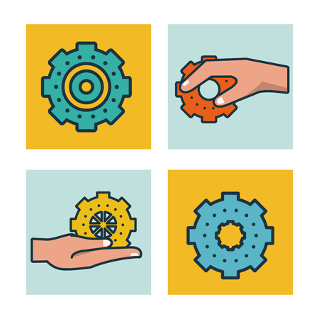 Gears with hands icons vector illustration graphic designのイラスト素材
