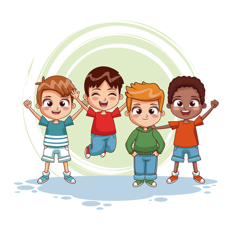 Happy kids jumpin cartoon vector illustration graphic designのイラスト素材
