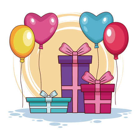 Birthday Gifts and balloons vector illustration graphic designのイラスト素材