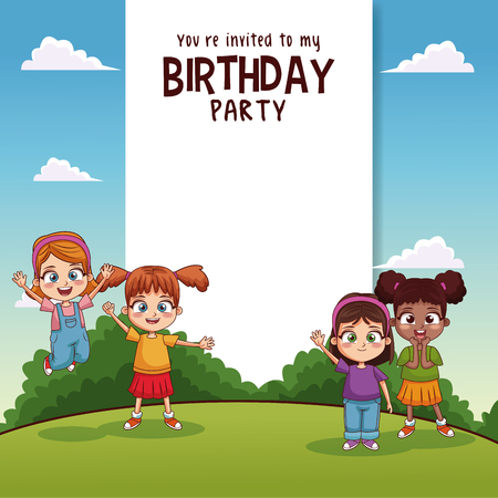 Happy birthday card with kids vector illustration graphic designのイラスト素材