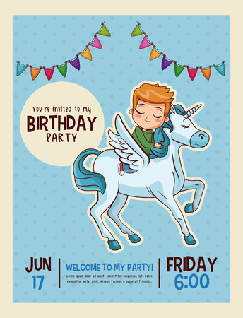 Happy birthday invitation kids card vector illustration graphic designのイラスト素材