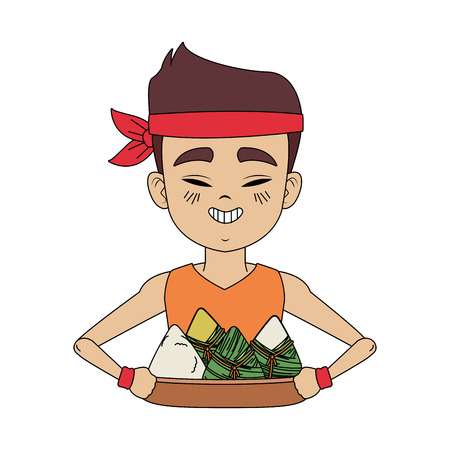 Chinese man eating rice icon vector illustration graphic designのイラスト素材