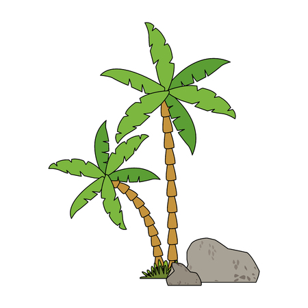 Tree palms with rocks icon vector illustration graphic designのイラスト素材