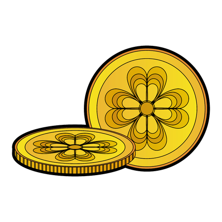 Shamrocks coins isolated icon vector illustration graphic designのイラスト素材