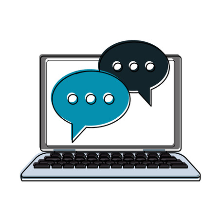 Chat bubbles on laptop screen icon vector illustration graphic designのイラスト素材
