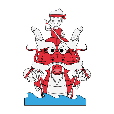 Chinese people on dragon boat icon vector illustration graphic designのイラスト素材