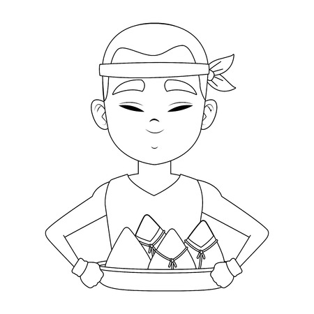 Chinese man eating rice icon vector illustration graphic designのイラスト素材