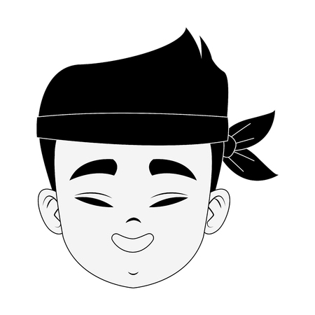 Funny chinese man face icon vector illustration graphic designのイラスト素材