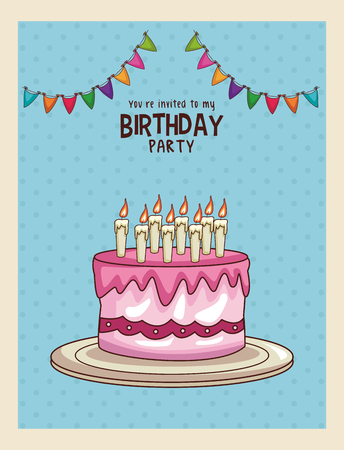 Birthday party card invitation vector illustration graphic designのイラスト素材