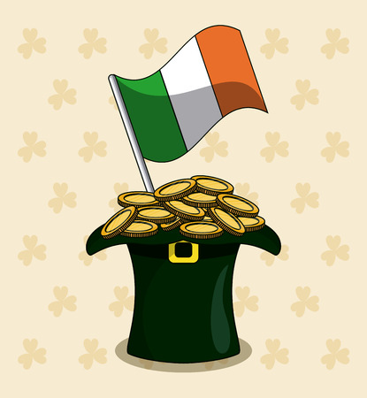 St patricks day cartoons with gold coins in hat vector illustration graphic designのイラスト素材