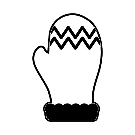 knit mittens gloves winter clothes icon image vector illustration design  black and whiteのイラスト素材