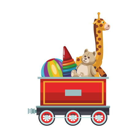 Toys on train carriage vector illustration graphic designのイラスト素材