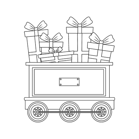 gifts on train carriage vector illustration graphic designのイラスト素材
