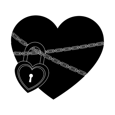 Heart locked with chains and padlock vector illustration graphic designのイラスト素材