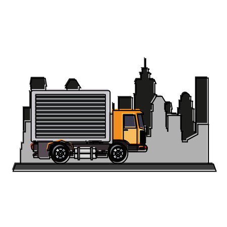 Cargo truck in the city icon vector illustration graphic designのイラスト素材