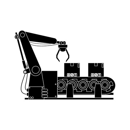 Factory robot arm with conveyor icon vector illustration graphic designのイラスト素材