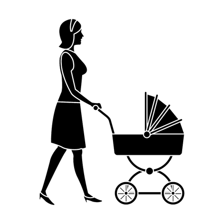 Woman with baby carriage icon vector illustration graphic designのイラスト素材