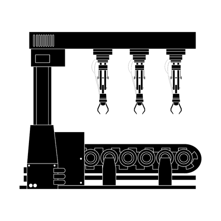 Factory robot arm with conveyor icon vector illustration graphic designのイラスト素材