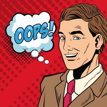 Businessman saying oops pop art cartoon vector illustration graphic designのイラスト素材