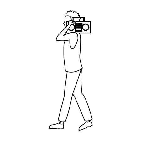 Man with radio on his shoulders vector illustration graphic design.のイラスト素材