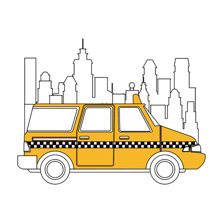 Taxi at the city vector illustration graphic design.のイラスト素材