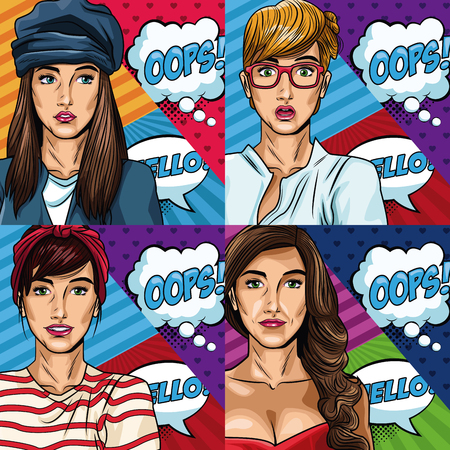 Women's with bubbles pop art vector illustration graphic design pop artのイラスト素材