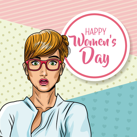 Happy womens day pop art vector illustration graphic designのイラスト素材